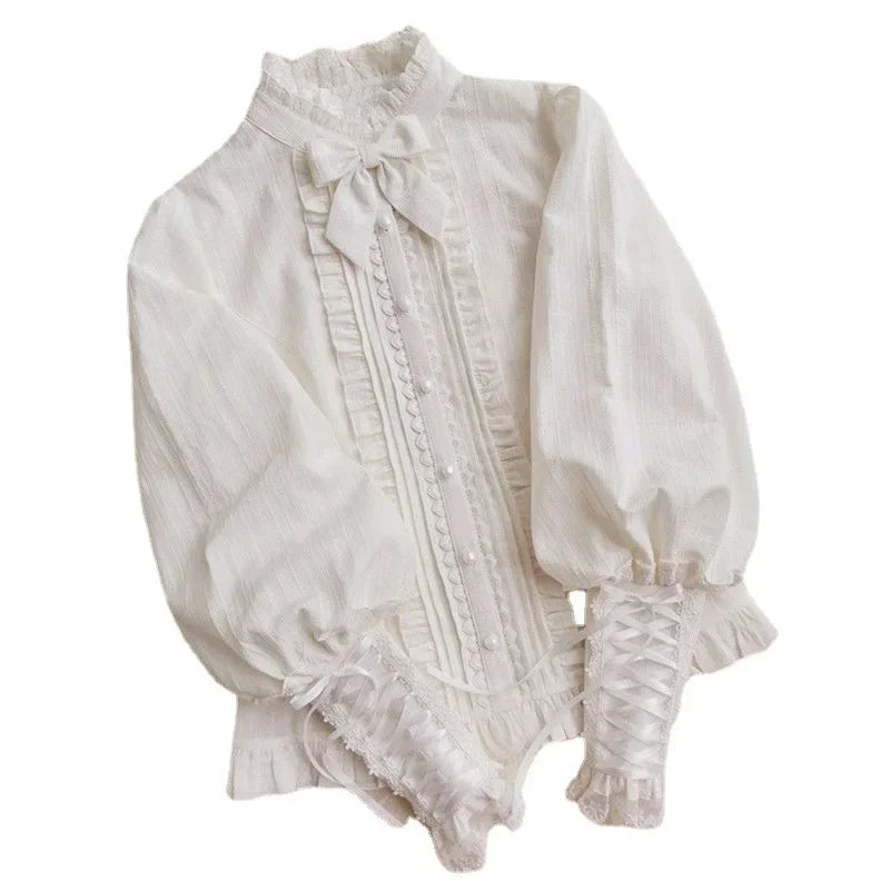 Chemisier Lolita Femme en Coton & Dentelle – Style Vintage