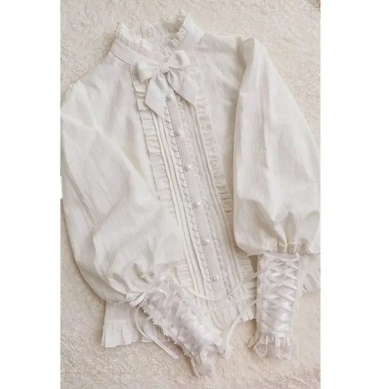 Chemisier Lolita Femme en Coton & Dentelle – Style Vintage