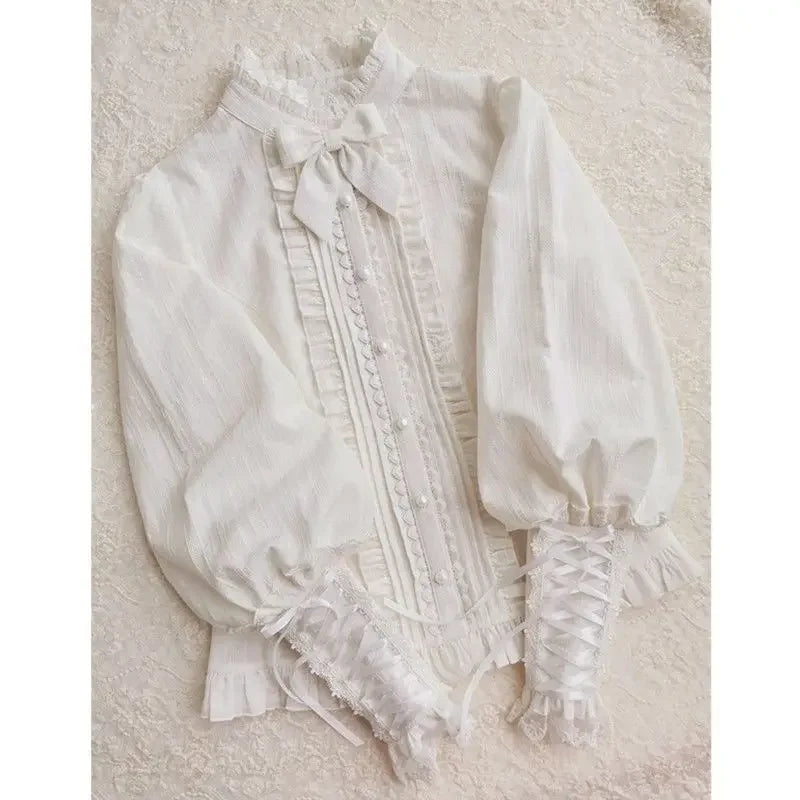 Chemisier Lolita Femme en Coton & Dentelle – Style Vintage